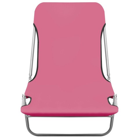 SKŁADANE LEŻAKI 2 SZT. STAL I TKANINA RÓŻOWE