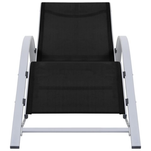 LEŻAKI ZE STOLIKIEM 2 SZT. ALUMINIUM CZARNE