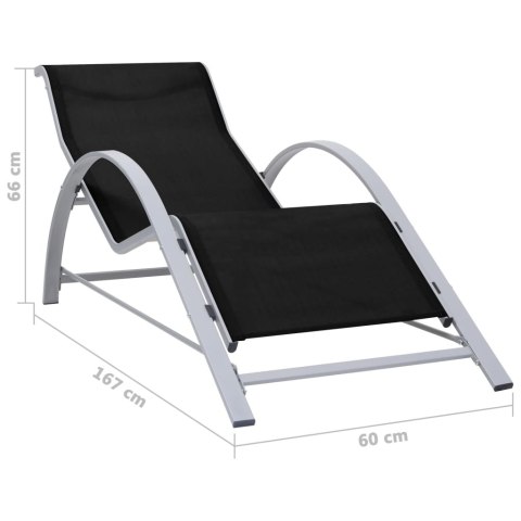 LEŻAKI ZE STOLIKIEM 2 SZT. ALUMINIUM CZARNE