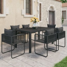 7-CZĘŚCIOWY ZESTAW MEBLI OGRODOWYCH RATTAN PVC CZARNY