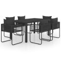 7-CZĘŚCIOWY ZESTAW MEBLI OGRODOWYCH RATTAN PVC CZARNY