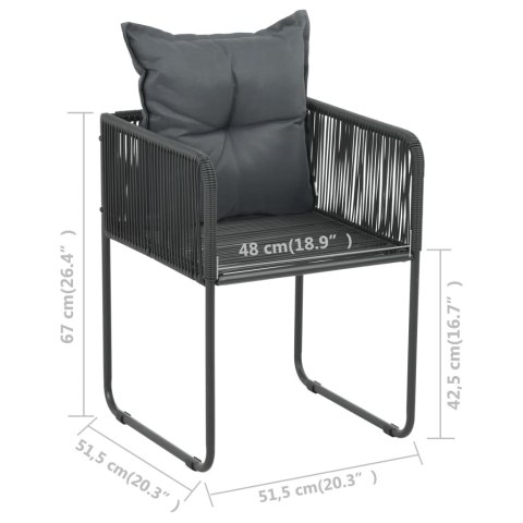 7-CZĘŚCIOWY ZESTAW MEBLI OGRODOWYCH RATTAN PVC CZARNY