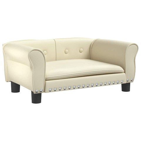 LEGOWISKO DLA PSA KREMOWE 70X45X30CM SZTUCZNA SKÓRA