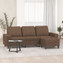 3-OSOBOWA SOFA Z PODNÓŻKIEM BRĄZOWY 180CM TKANINĄ