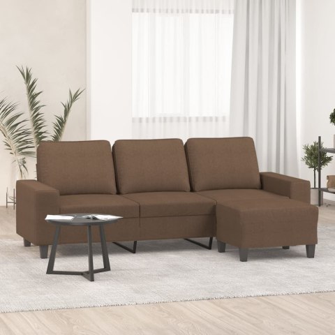 3-OSOBOWA SOFA Z PODNÓŻKIEM BRĄZOWY 180CM TKANINĄ