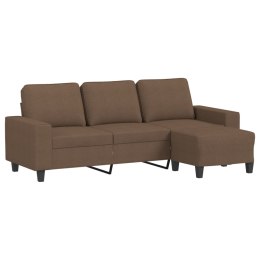 3-OSOBOWA SOFA Z PODNÓŻKIEM BRĄZOWY 180CM TKANINĄ
