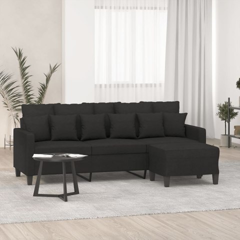 3-OSOBOWA SOFA Z PODNÓŻKIEM CZARNA 180CM TKANINĄ