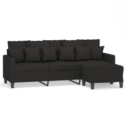 3-OSOBOWA SOFA Z PODNÓŻKIEM CZARNA 180CM TKANINĄ