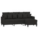 3-OSOBOWA SOFA Z PODNÓŻKIEM CZARNA 180CM TKANINĄ
