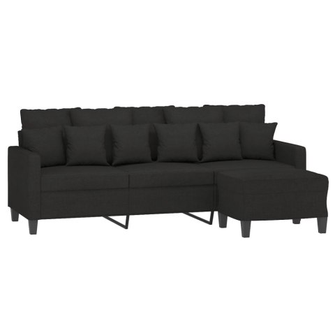 3-OSOBOWA SOFA Z PODNÓŻKIEM CZARNA 180CM TKANINĄ