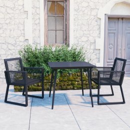 3-CZ. ZESTAW MEBLI OGRODOWYCH RATTAN PVC CZARNY