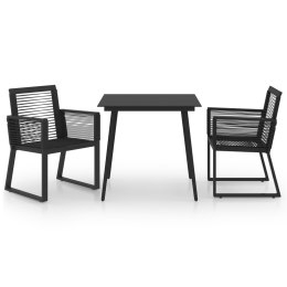 3-CZ. ZESTAW MEBLI OGRODOWYCH RATTAN PVC CZARNY