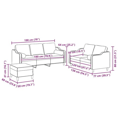 3-CZ. KOMPLET WYPOCZYNKOWY Z PODUSZKAMI JASNOSZARY TKANINA