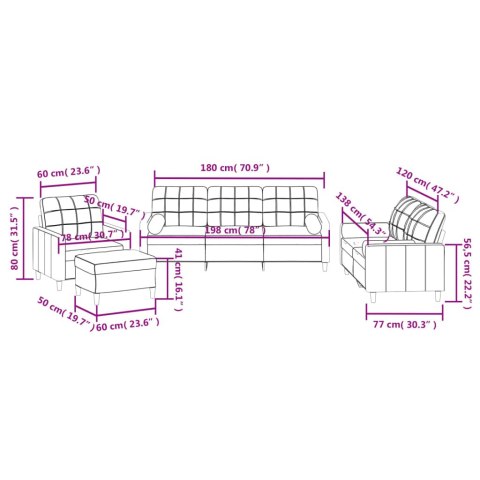4-CZ. KOMPLET WYPOCZYNKOWY Z PODUSZKAMI TAUPE TKANINA