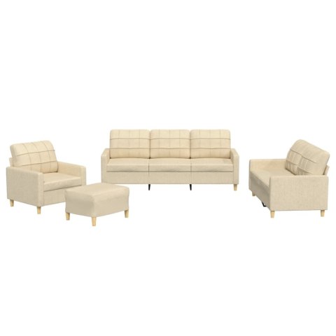 4-CZĘŚCIOWY KOMPLET WYPOCZYNKOWY OBITY TKANINĄ KREMOWA