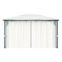 ALTANA Z ZASŁONAMI I LAMPKAMI LED 4X3M KREMOWA ALUMINIUM