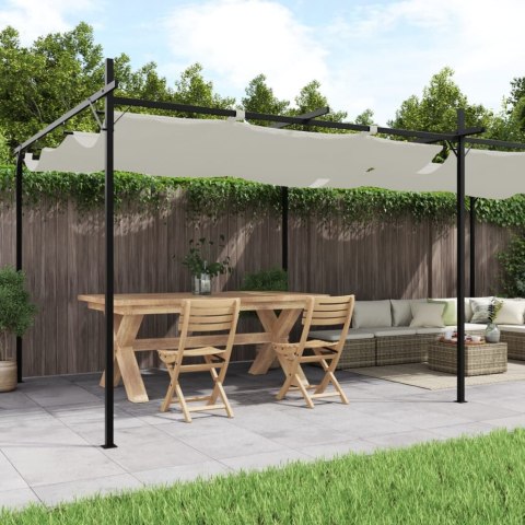 PERGOLA ZE ZWIJANYM DACHEM KREMOWA 589X292X230CM