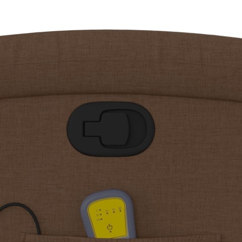 ROZKŁADANY FOTEL MASUJĄCY BRĄZOWY OBITY TKANINĄ