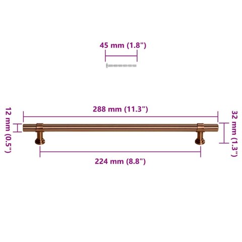 UCHWYTY DO SZAFEK 5 SZT. BRĄZ 480MM STAL NIERDZEWNA