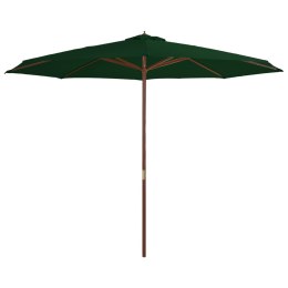 PARASOL OGRODOWY NA DREWNIANYM SŁUPKU 350CM ZIELONY