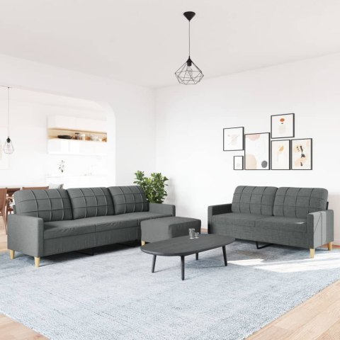 3-CZ. ZESTAW SOF Z PODNÓŻKIEM CIEMNOSZARY OBITY TKANINĄ