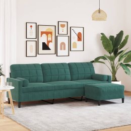 3-OSOBOWA SOFA Z PODNÓŻKIEM CIEMNOZIELONY 210CM AKSAMIT