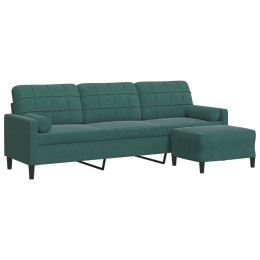 3-OSOBOWA SOFA Z PODNÓŻKIEM CIEMNOZIELONY 210CM AKSAMIT