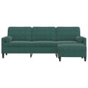 3-OSOBOWA SOFA Z PODNÓŻKIEM CIEMNOZIELONY 210CM AKSAMIT