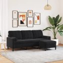 3-OSOBOWA SOFA Z PODNÓŻKIEM CZARNA 180CM AKSAMIT