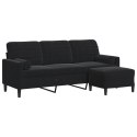 3-OSOBOWA SOFA Z PODNÓŻKIEM CZARNA 180CM AKSAMIT