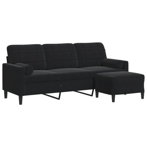 3-OSOBOWA SOFA Z PODNÓŻKIEM CZARNA 180CM AKSAMIT