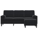 3-OSOBOWA SOFA Z PODNÓŻKIEM CZARNA 180CM AKSAMIT