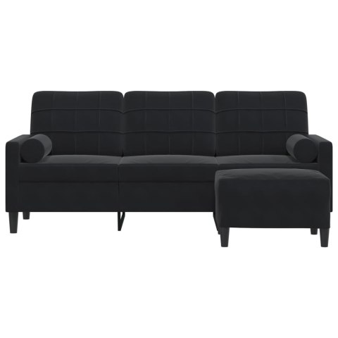 3-OSOBOWA SOFA Z PODNÓŻKIEM CZARNA 180CM AKSAMIT