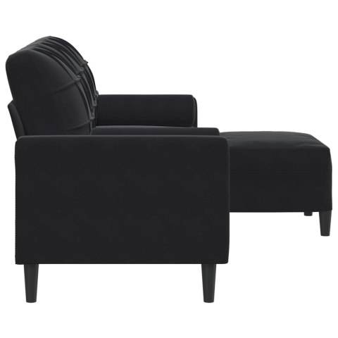 3-OSOBOWA SOFA Z PODNÓŻKIEM CZARNA 180CM AKSAMIT