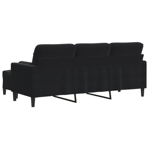 3-OSOBOWA SOFA Z PODNÓŻKIEM CZARNA 180CM AKSAMIT