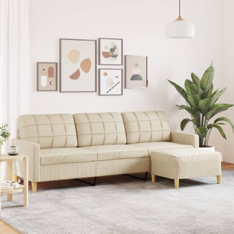 3-OSOBOWA SOFA Z PODNÓŻKIEM KREMOWA 210CM TKANINĄ