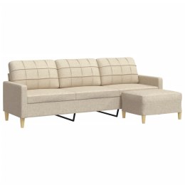 3-OSOBOWA SOFA Z PODNÓŻKIEM KREMOWA 210CM TKANINĄ