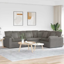 SOFA MODUŁOWA Z PODUSZKAMI TKANINA SZTRUKSOWA JASNOSZARA