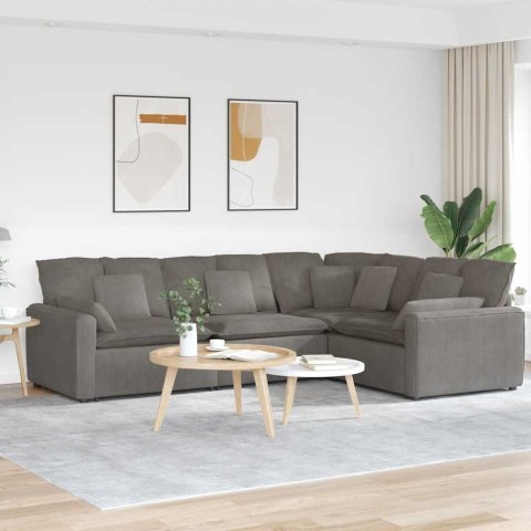 SOFA MODUŁOWA Z PODUSZKAMI TKANINA SZTRUKSOWA JASNOSZARA