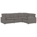 SOFA MODUŁOWA Z PODUSZKAMI TKANINA SZTRUKSOWA JASNOSZARA