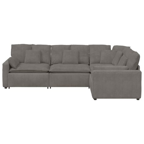 SOFA MODUŁOWA Z PODUSZKAMI TKANINA SZTRUKSOWA JASNOSZARA