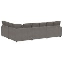 SOFA MODUŁOWA Z PODUSZKAMI TKANINA SZTRUKSOWA JASNOSZARA
