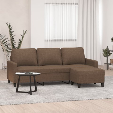 3-OSOBOWA SOFA Z PODNÓŻKIEM BRĄZOWY 180CM TKANINĄ