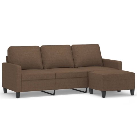 3-OSOBOWA SOFA Z PODNÓŻKIEM BRĄZOWY 180CM TKANINĄ