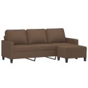 3-OSOBOWA SOFA Z PODNÓŻKIEM BRĄZOWY 180CM TKANINĄ