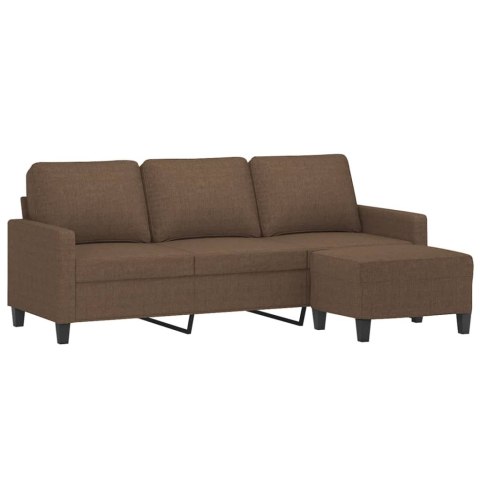 3-OSOBOWA SOFA Z PODNÓŻKIEM BRĄZOWY 180CM TKANINĄ