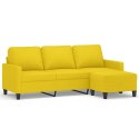 3-OSOBOWA SOFA Z PODNÓŻKIEM JASNOŻÓŁTY 180CM TKANINĄ