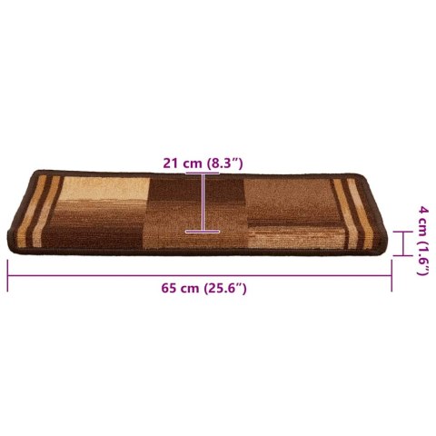 SAMOPRZYLEPNE NAKŁADKI NA SCHODY 15 SZT. 65X21X4CM BRĄZOWE
