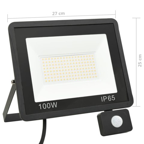 REFLEKTOR LED Z CZUJNIKIEM 100 W CIEPŁE BIAŁE ŚWIATŁO