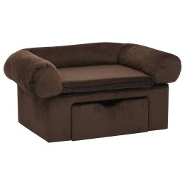 SOFA DLA PSA Z SZUFLADĄ BRĄZOWA 75X50X38CM PLUSZOWA